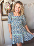 Teal Rick Rack Dress