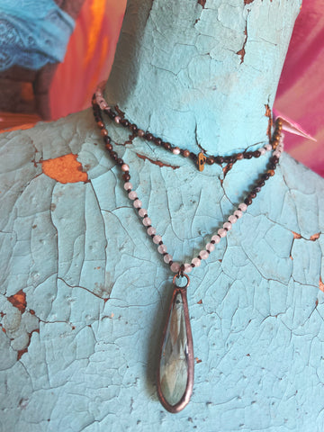 Carol Su Crystal Pendant Drop Necklace