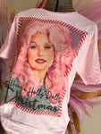 Pink Holly Dolly Christmas Tee