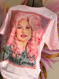 Pink Holly Dolly Christmas Tee