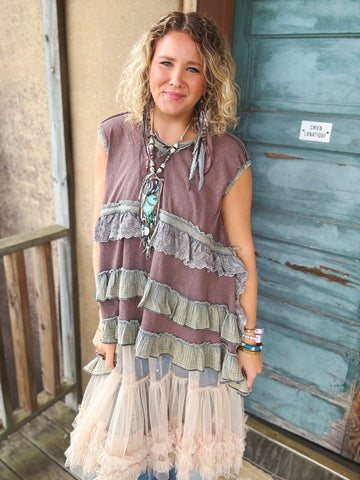 Weathered Stone Ruffle Tunic