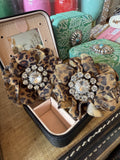 A Rare Bird Leopard Flower Crystal Button Slide