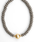 Wooden Bead & Gold Necklace
