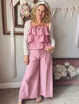 Dusty Pink Wide Leg Linen Pants