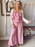 Dusty Pink Wide Leg Linen Pants