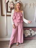 Dusty Pink Wide Leg Linen Pants