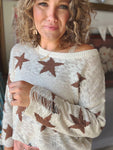 Spiced Star Distressed Lightweight Sweater