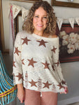 Spiced Star Distressed Lightweight Sweater