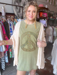 Faded Olive Patchwork Peace Tee Dress