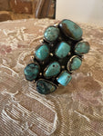 Tibetan 10 Turquoise Cluster Ring