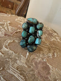 Tibetan 10 Turquoise Cluster Ring