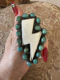 Tibetan Lightening Bone & Turquoise Ring