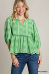 Embroidered Apple Green Top
