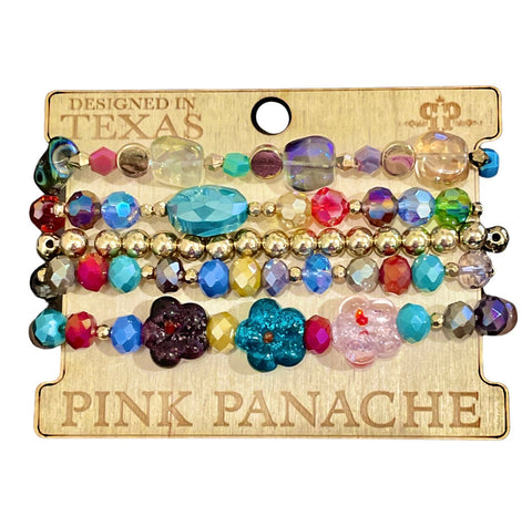 Pink Panache Flower Bracelet Set