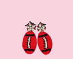 Red & Black Football Earrings