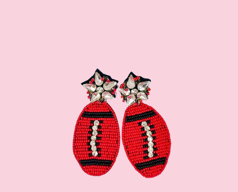 Red & Black Football Earrings