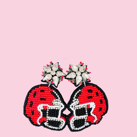 Red & Black Helmet Earrings