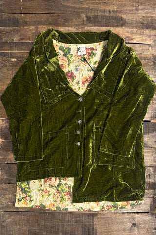 Jaded Gypsy Evening Whisper Velvet Jacket - Chartreuse