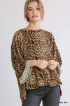 Cuffed Sleeve Lightweight Knit Leopard Top