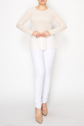 Off White Celestial Breeze Mesh Top