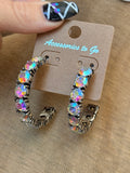 Accessories to Go silver tone hoop earrings with iridescent AB crystals