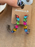 Accessories to Go silver tone hoop earrings with multicolor round crystals