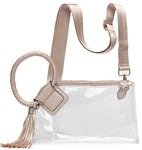 Clear Cuff Handle Tassel Wristlet Clutch/Crossbody