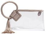 Clear Cuff Handle Tassel Wristlet Clutch/Crossbody