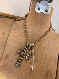 Alice Dallas gold tone convertible crystal charm necklace styled with removable charms