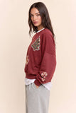 Vintage Holiday Graphic Washed Sweatshirt: Olive / S-M-L(2-2-2)