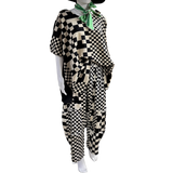 Harem Pants with Checkerboard Pattern