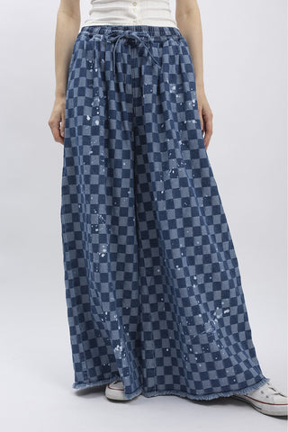 🎨 Checkmate Wide Leg Denim Pants