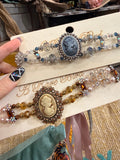 Heirloom Cameo Crystal Choker by A Rare Bird in Blue and Amber