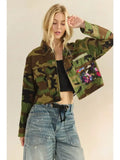 Camo Sequins Contrast Jacket: L