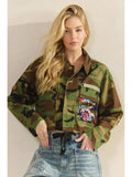 Camo Sequins Contrast Jacket: M