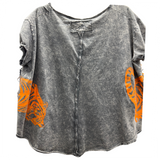 Vintage Style Tee with Tiger Graphic on Front and Back: Pink