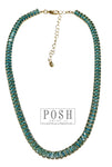 Posh Turquoise Baguette Rhinestone Tennis Necklace