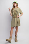 Faded Olive Patchwork Peace Tee Dress