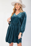 Teal Green Velvet Dress