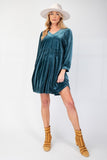 Teal Green Velvet Dress