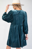 Teal Green Velvet Dress