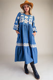 Denim Daydream Embroidered Dress