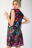 Magenta Rose Sequin Party Dress