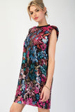 Magenta Rose Sequin Party Dress