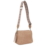 Ivory, Black or Nude - Mila 3 Compartment Crossbody Bag With Guitar Strap