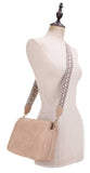 Ivory, Black or Nude - Mila 3 Compartment Crossbody Bag With Guitar Strap