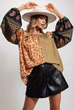 Serena Boho Peasant Blouse - Camel