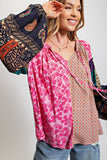Serena Boho Peasant Blouse - Pink