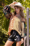 Serena Boho Peasant Blouse - Camel