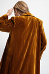 Camel Crinkle Velvet Maxi Coat